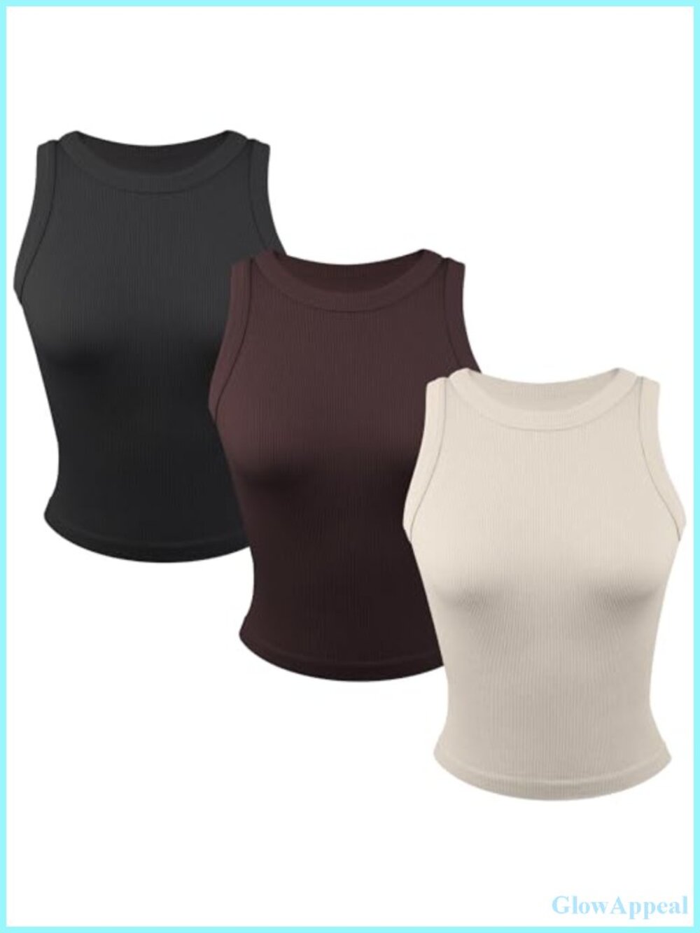 3 Pack Ribbed Crew Neck Tank Tops for Women Workout Yoga Tanks Plus Size